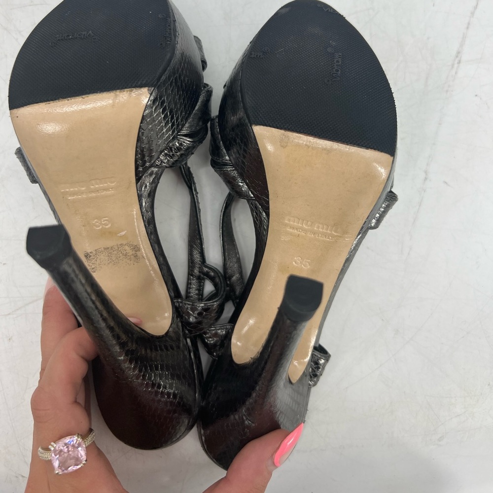 Miu Miu Metallic Python Print Heels - image 8